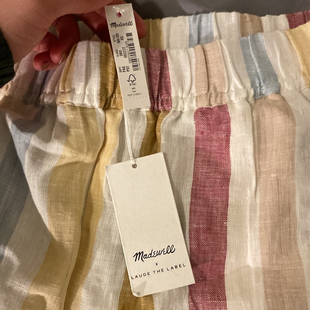 NWT Madewell colorful striped linen shorts - Picture 3 of 4